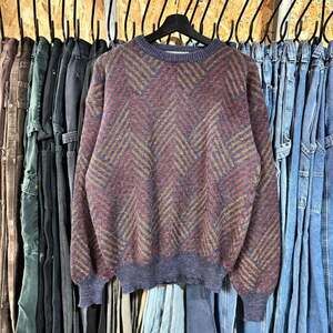 Vintage 90s Le Tigre 3D Knit Grandpa Sweater - Geometric Abstract XL